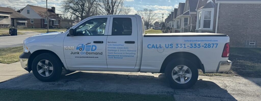 Junk OnDemand's truck is ready to go on site.