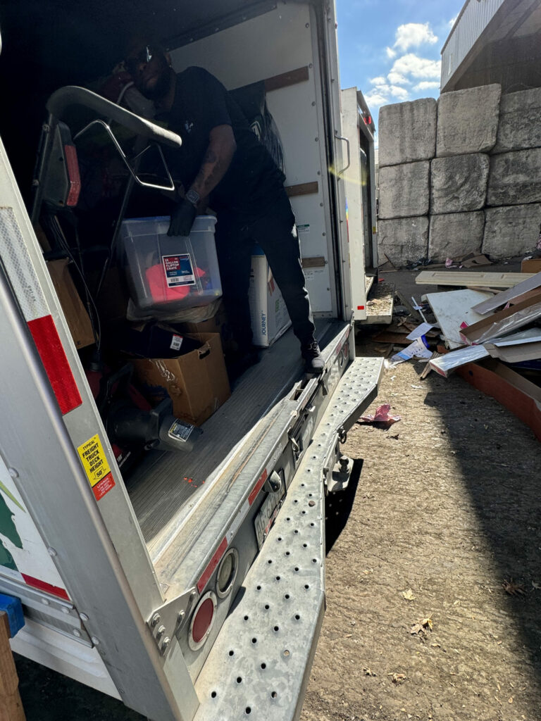 Truck loaded with cardboard in Chicago